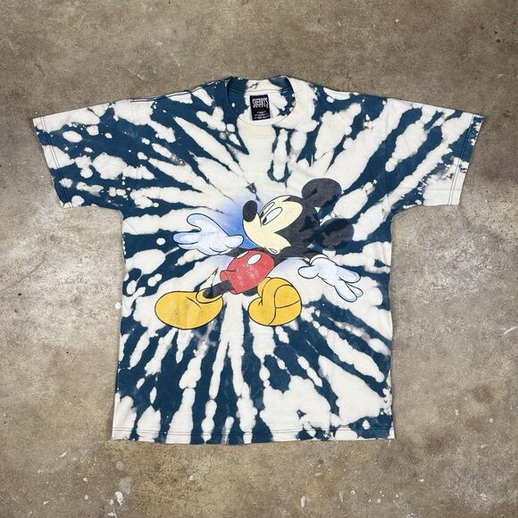 VTG Y2K Disney Mickey Mouse Tie-Dye T-shirt Men’s Women’s Medium Deep Turquoise - Picture 1 of 5